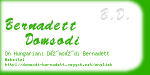 bernadett domsodi business card